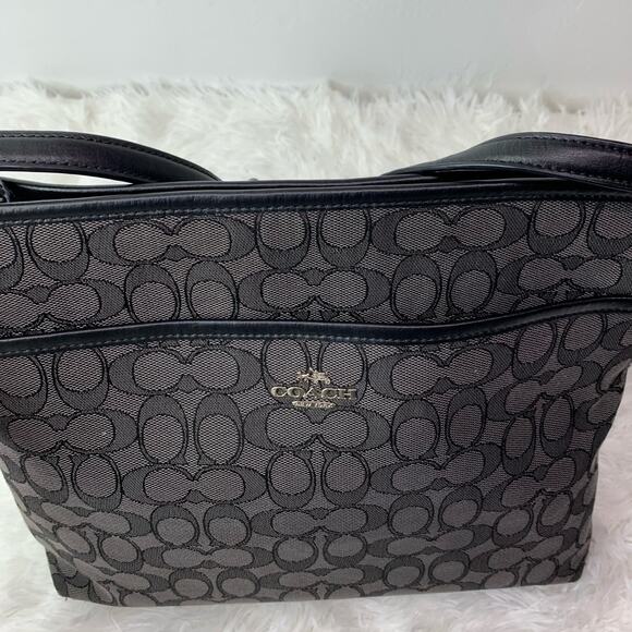 COACH Black and Gray Signature Jacquard Canvas Crossbody - Picture 5 of 13